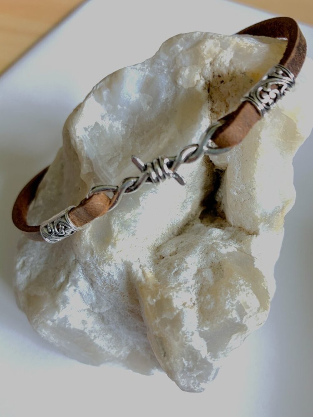 Handmade Genuine Leather Bracelet • Western Boho Silver Accents